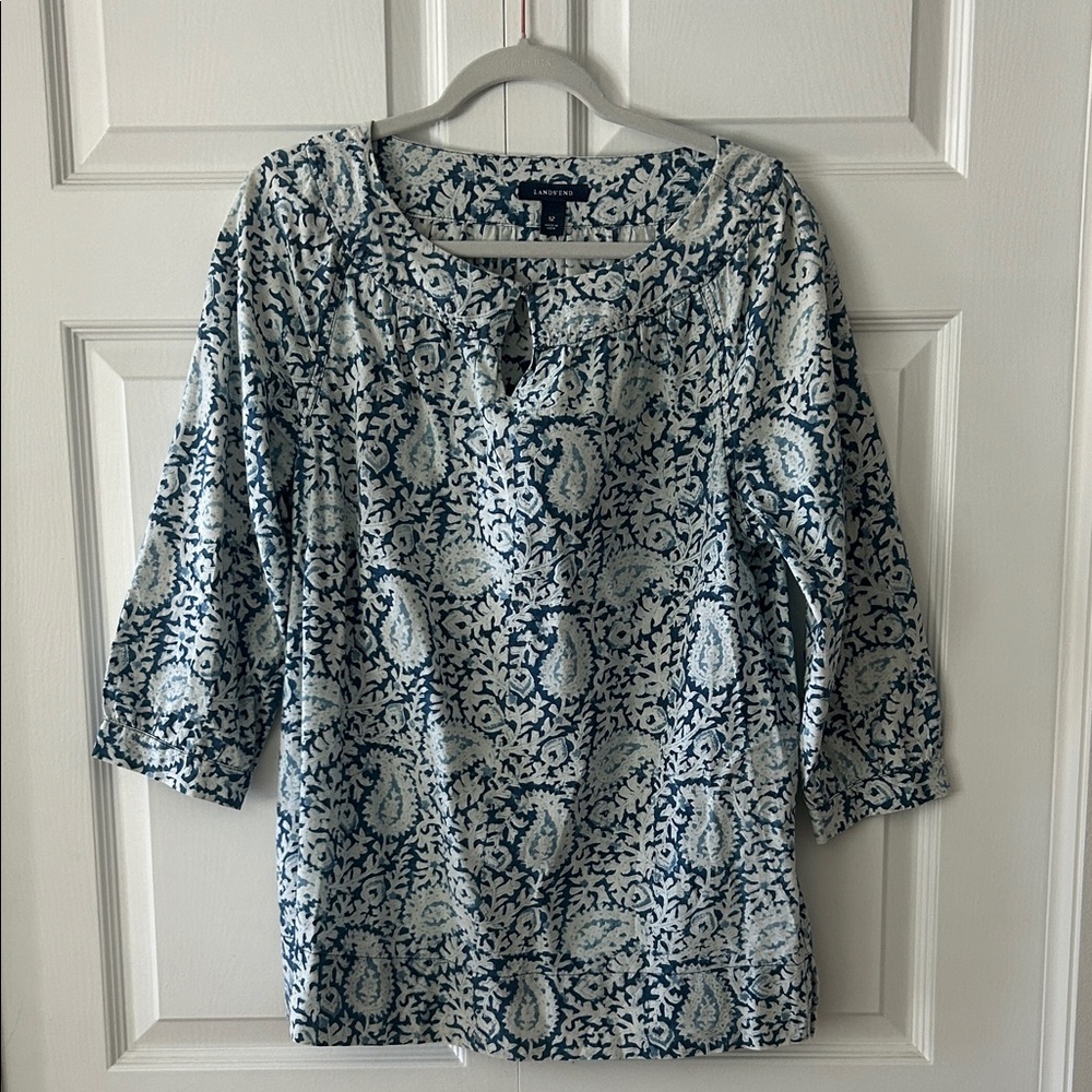 Land’s End Paisley Cotton Tunic Sz 12